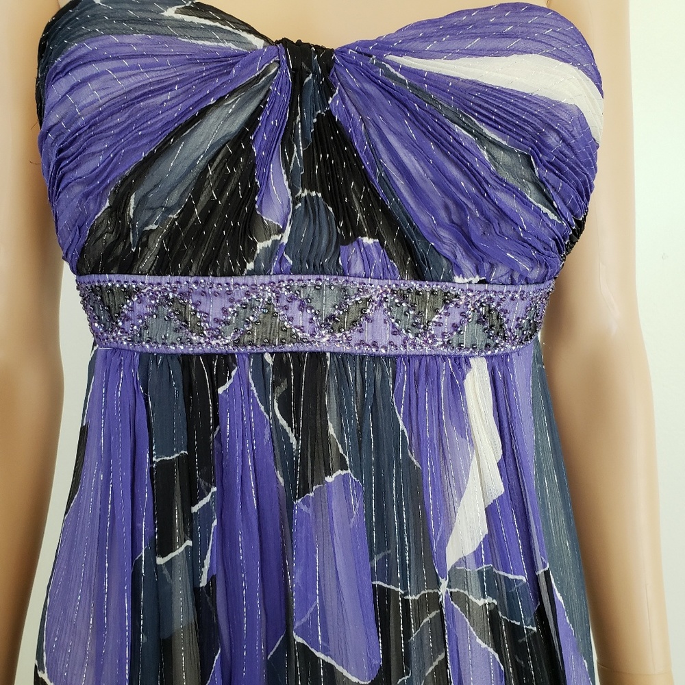 BCBGMaxAzria Gown Dress Maxi Silk Chiffon Strapless Size 2 Romantic Purple - Picture 5 of 9